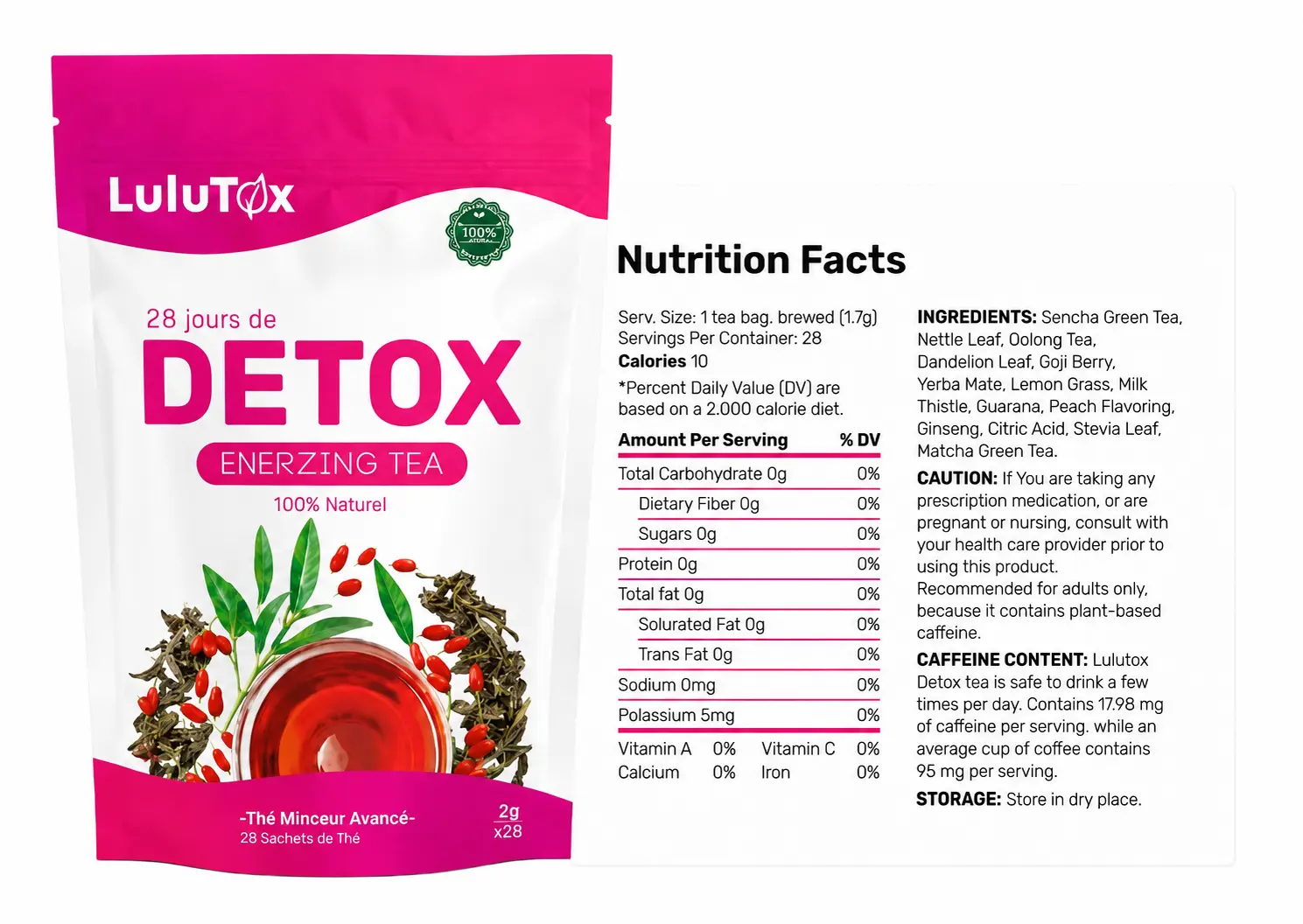 Lulutox Nutrition Label 2026