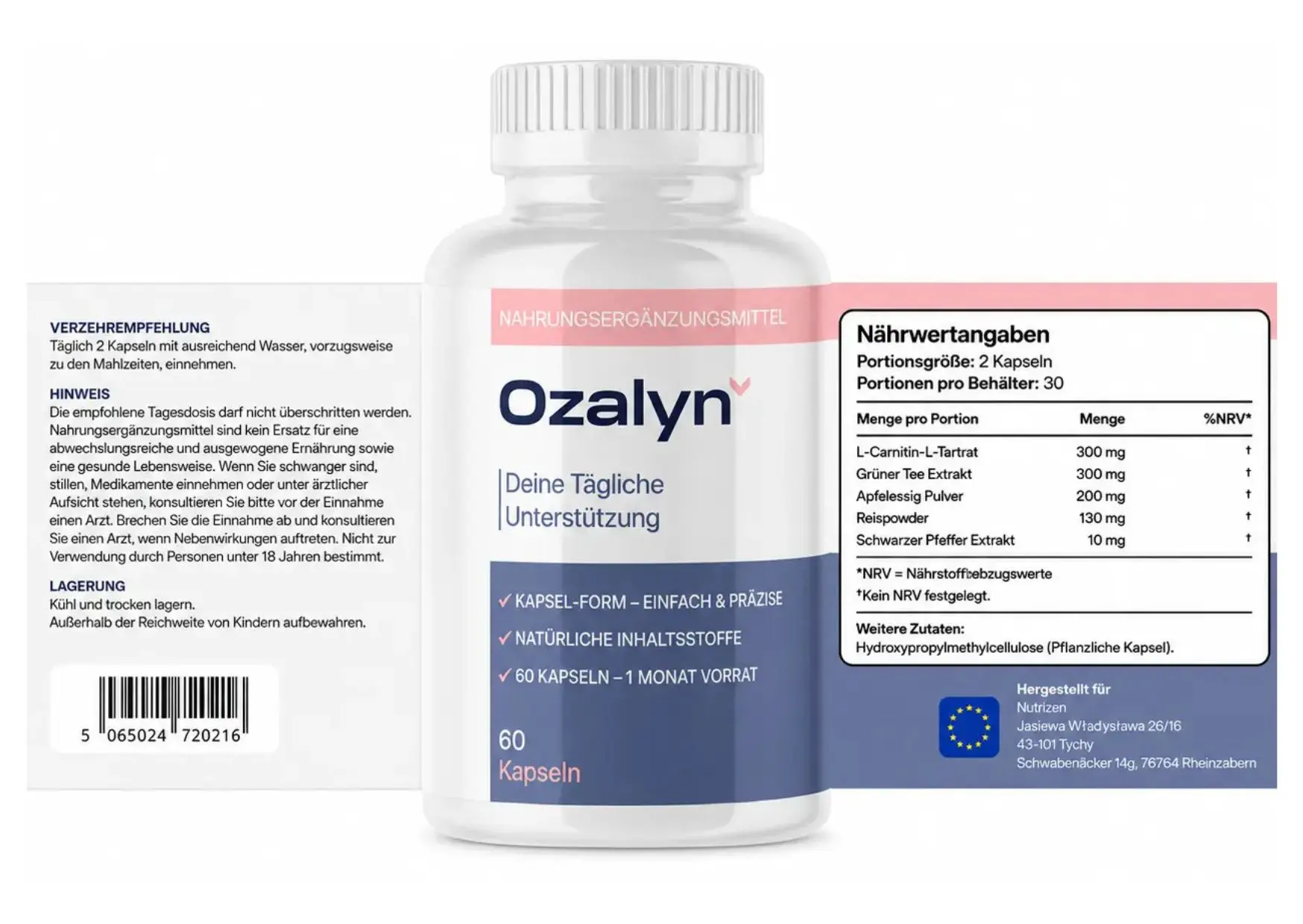 Ozalyn Supplement Facts Label